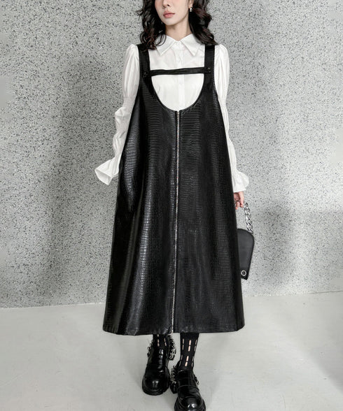 Zip Suspender Dress